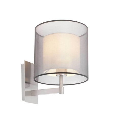 Wandleuchte SABA Nickel-Matt, Schwarz mit transparentem Schirm und modernem Design.