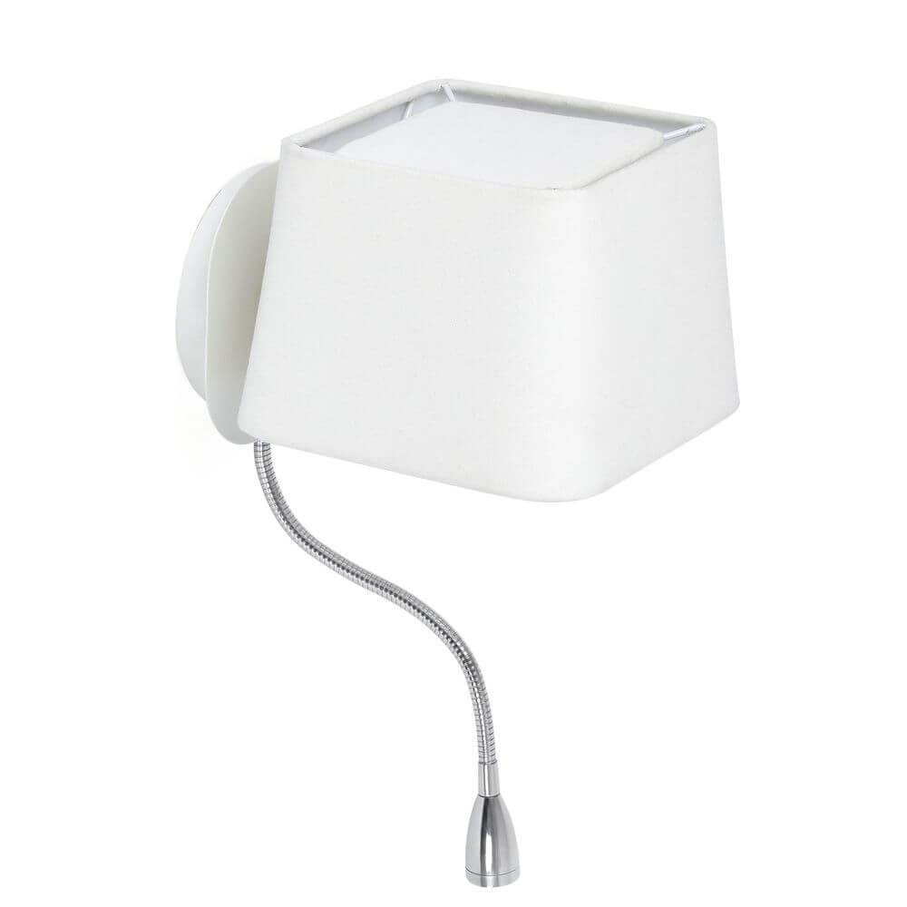 Wandleuchte SWEET mit LED-Lesearm Weiß – moderne Wandlampe mit flexiblem Lesearm in Weiß.