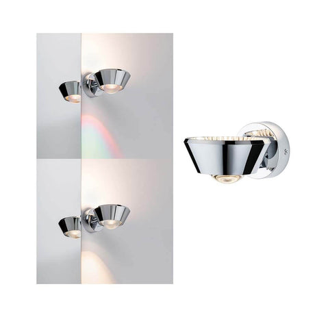 Wandleuchte Sabik IP44 LED Dimmbar 13W Chrom 230V mit dekorativen Lichteffekten und Spritzwasserschutz.