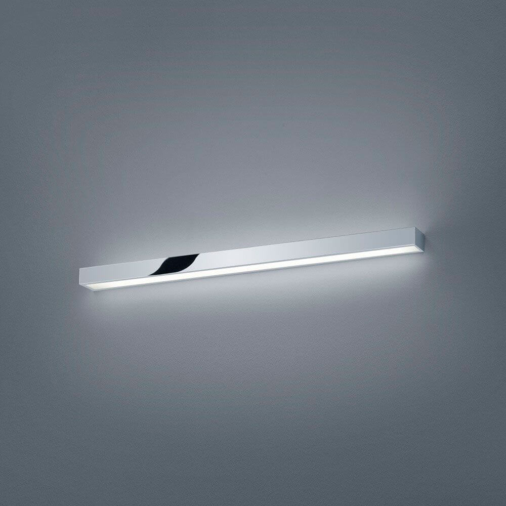 LED Spiegelleuchte Theia Lichtboard 90cm IP44 Chrom, Glas an grauer Wand montiert