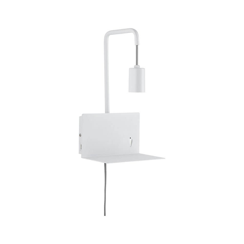 Wandleuchte mit Ablage Calvani Weiß in modernem Design mit integriertem Regal für vielseitige Nutzung.