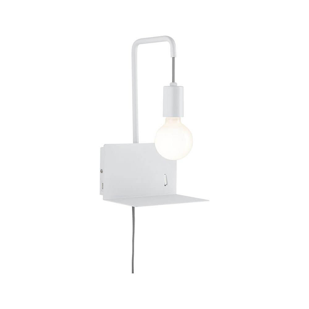 Wandleuchte mit Ablage Calvani Weiß - multifunktionale Wandlampe mit integrierter Ablage und USB-Ausgang.