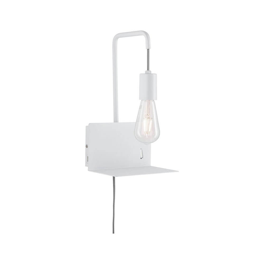 Wandleuchte mit Ablage Calvani Weiß, praktische und stilvolle Wandlampe mit Ablagefläche.