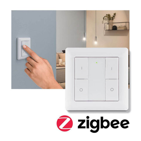 Wandschalter Smart Home Zigbee On-Off Dimmung Weiß - weißer Wandtaster für Schalten und Dimmen smarter Zigbee-Leuchten