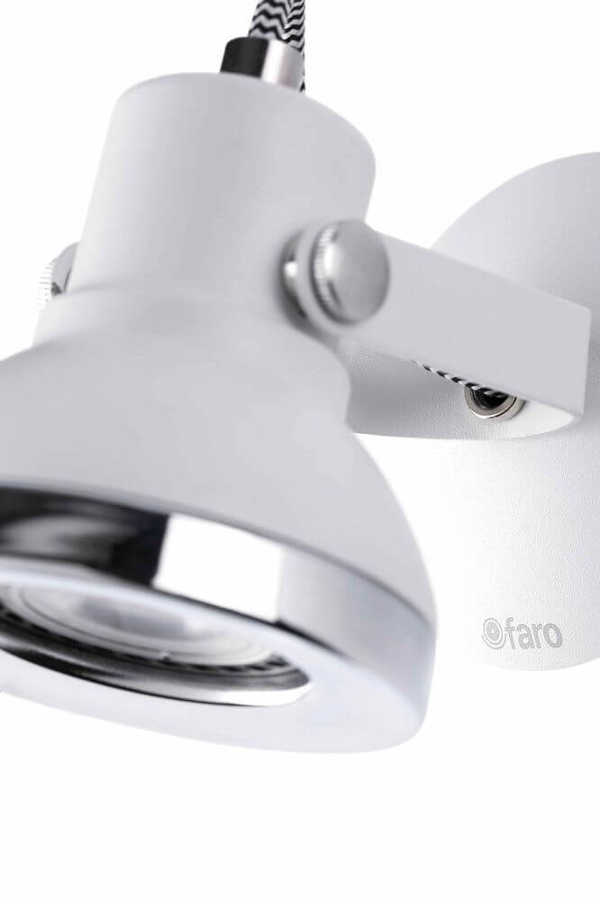Wandstrahler RING-1 GU10 Weiß mit modernem Design und verstellbarem Kopf für optimale Lichtausrichtung.