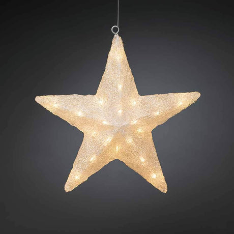 Christmas LED decorative star IP44 white, luminous decorative star for festive Christmas decoration.