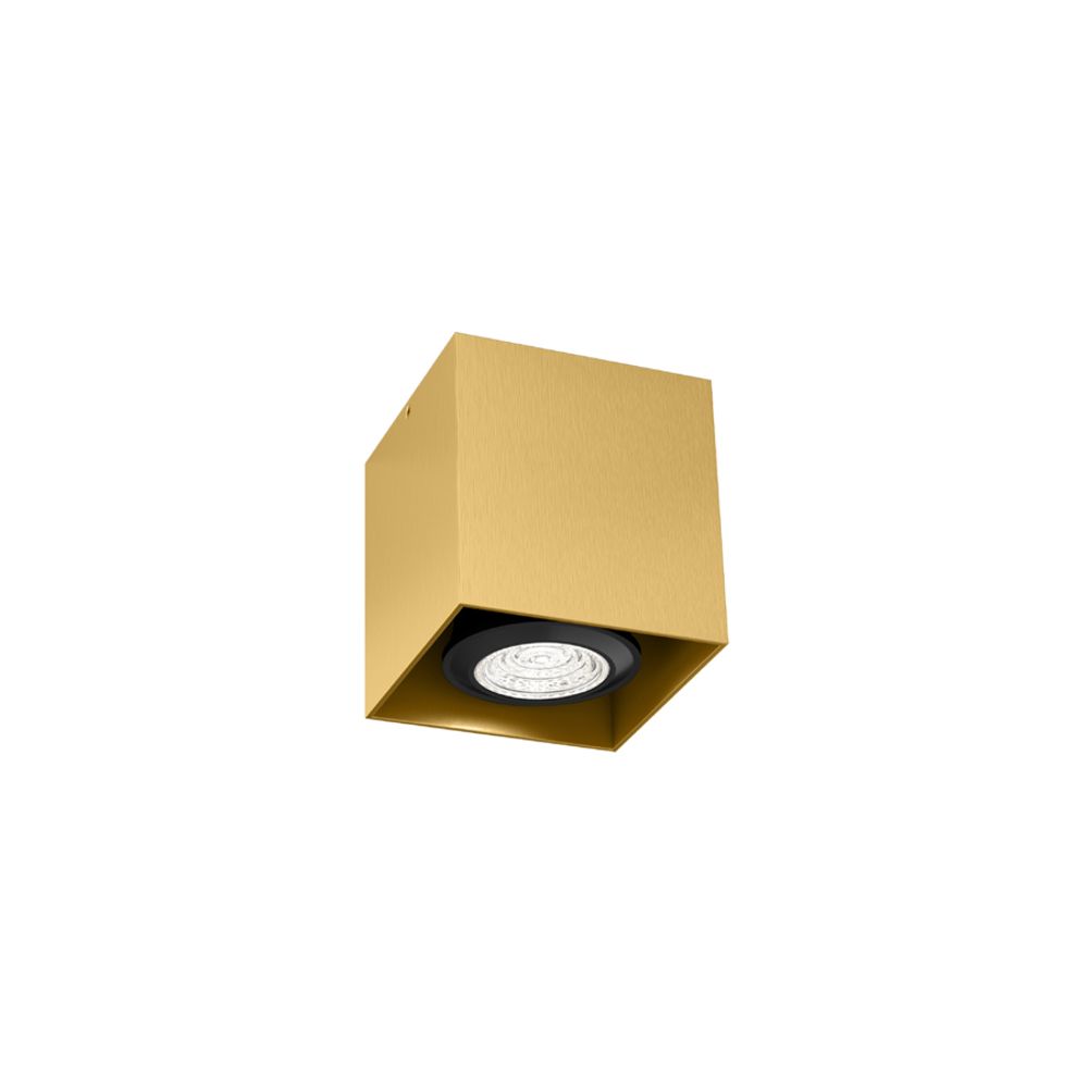 Deckenleuchte Box Mini 1.0 PAR16 in elegantem Gold-Design mit modernem, quadratischem Look.