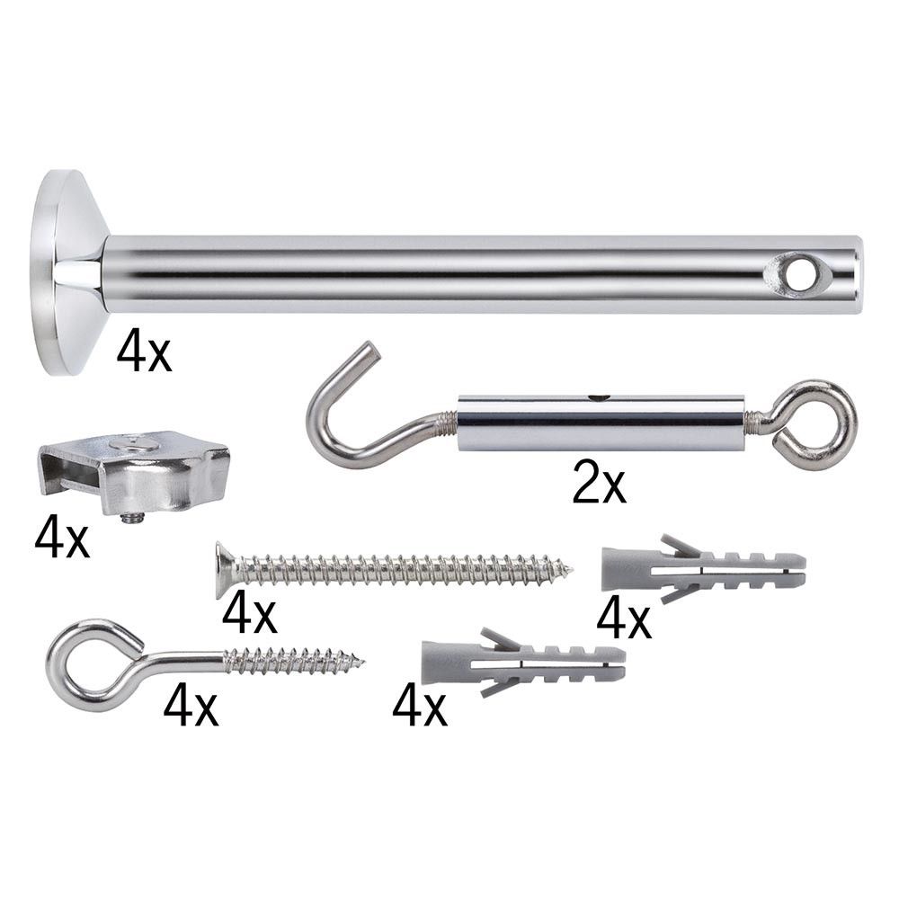 Wire System Light&Easy Spann-Montageset 4 Umlenker 165mm Chrom Zubehörteile und Montageelemente