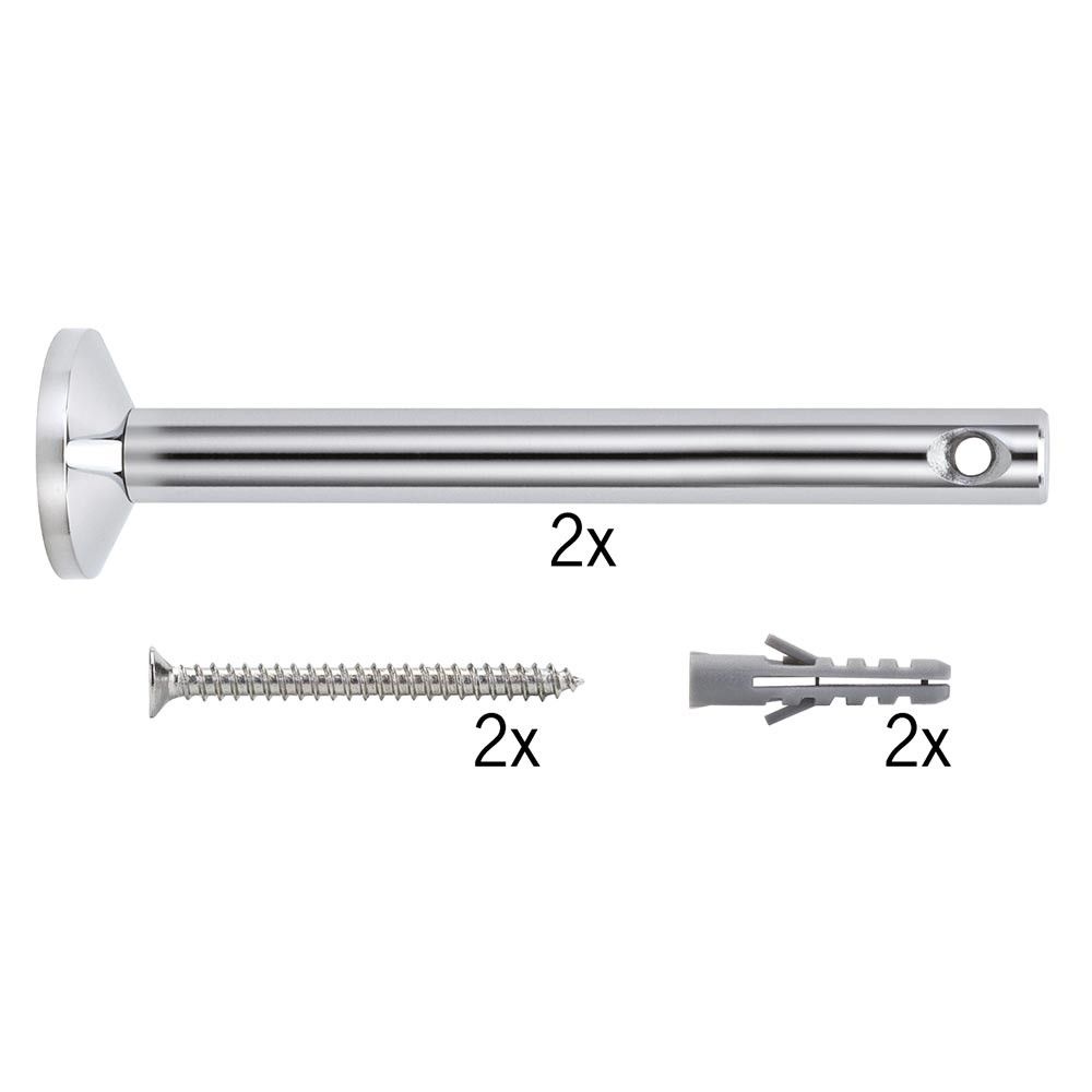 Seilsystem Montageset Umlenker-Abhängung Chrom Zubehör mit Schrauben und Dübel, 2x von jedem.