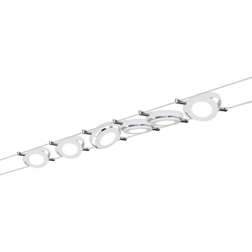 Wire Systems DC LED Set RoundMac 6x4W Weiß 12V DC 30VA – modernes LED Seilsystem mit 6 Lampen.