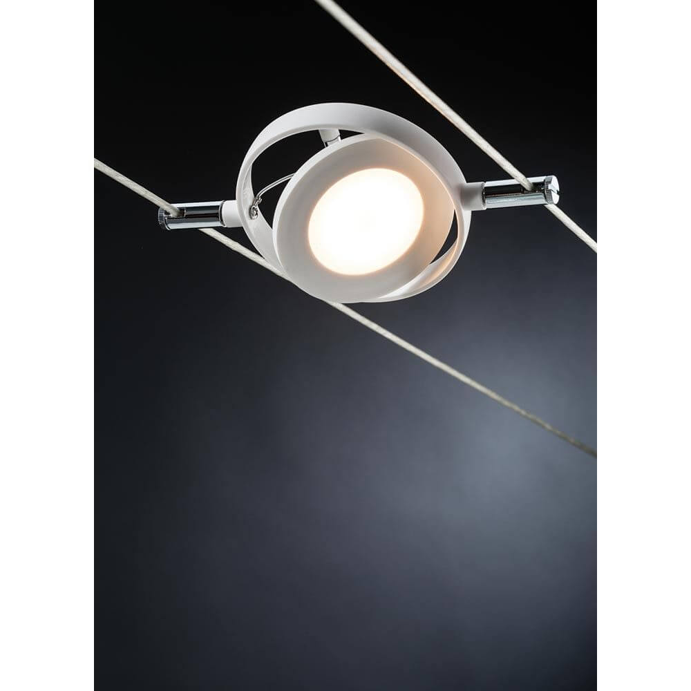 Wire Systems DC LED Set RoundMac 6x4W Weiß 12V DC 30VA an Decke montiert, modernes LED Seilsystem.