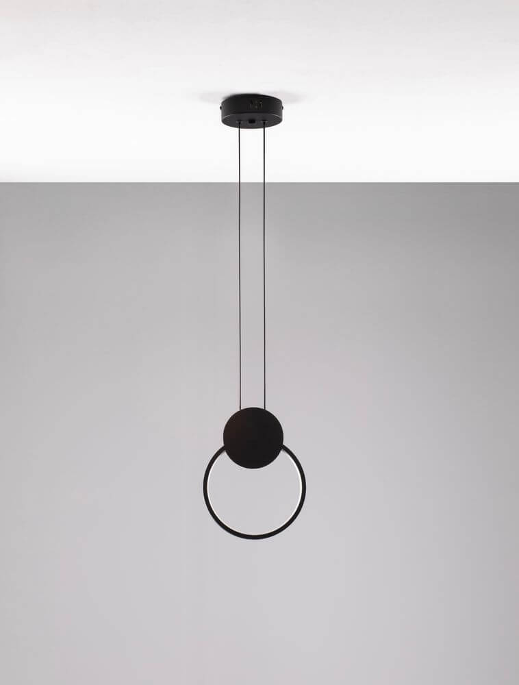 Wiro LED Pendelleuchte 3000K Rund Schwarz im modernen Design mit minimalistischem Ring.