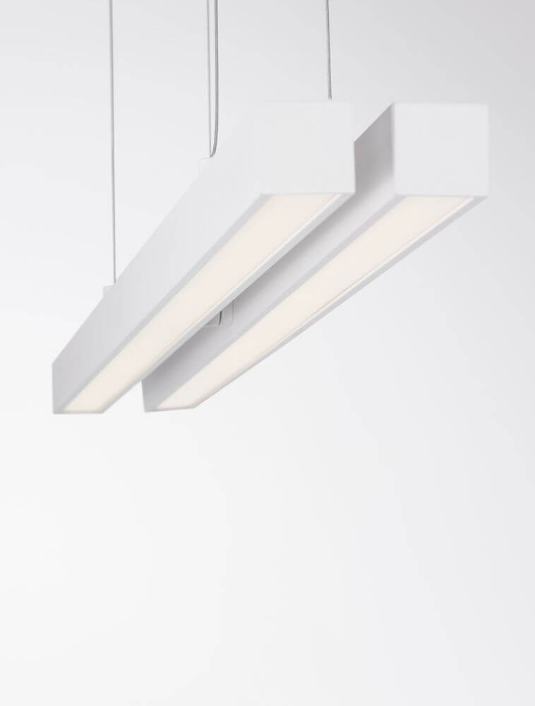 LED-Pendelleuchte X-Line 2-flammig in weiß, modernes Design für außergewöhnliche Raumbeleuchtung.