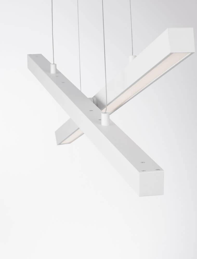 X-Line LED Pendelleuchte in Weiß, modernes Design, 2-flammig mit warmem Licht von 3000K, ideal für stilvolle Innenräume.