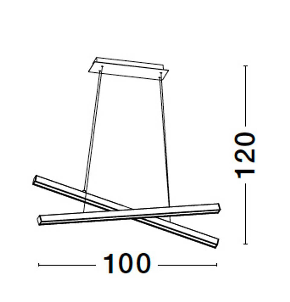 X-Line LED Pendelleuchte 2-flammig, Maße 100 cm Breite und 120 cm Höhe, modernes Design von Nova Luce.