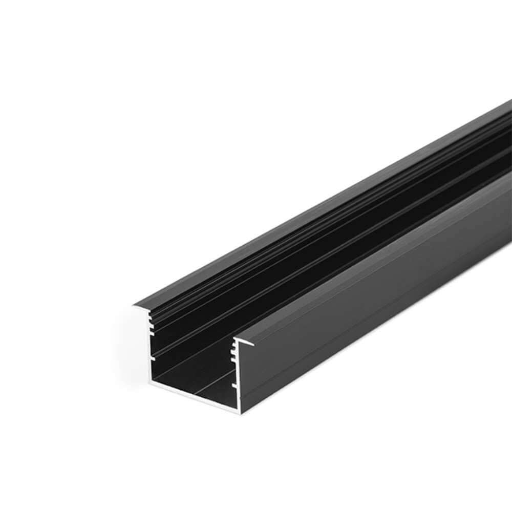 XXL Einbauprofil 200cm in Schwarz für professionelle LED-Strip-Installationen ohne Abdeckung.
