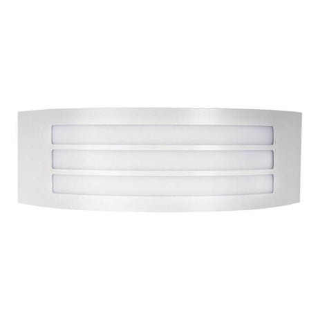 Zenith Außenwandleuchte E27 Cover mit Streifen IP44 in Weiß, moderne Fassadenleuchte aus Aluminium und Acryl