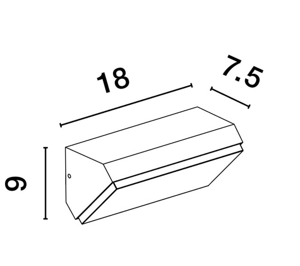 Technische Zeichnung der Zenon LED Außenwandleuchte 3000K Anthrazit IP65 mit Abmessungen.
