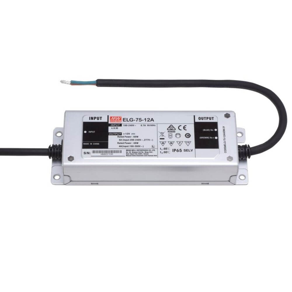 Meanwell ELG-Netzteil 24V IP65 für LED-Lichtbänder, effizient und robust, für -40 °C bis +90 °C geeignet.