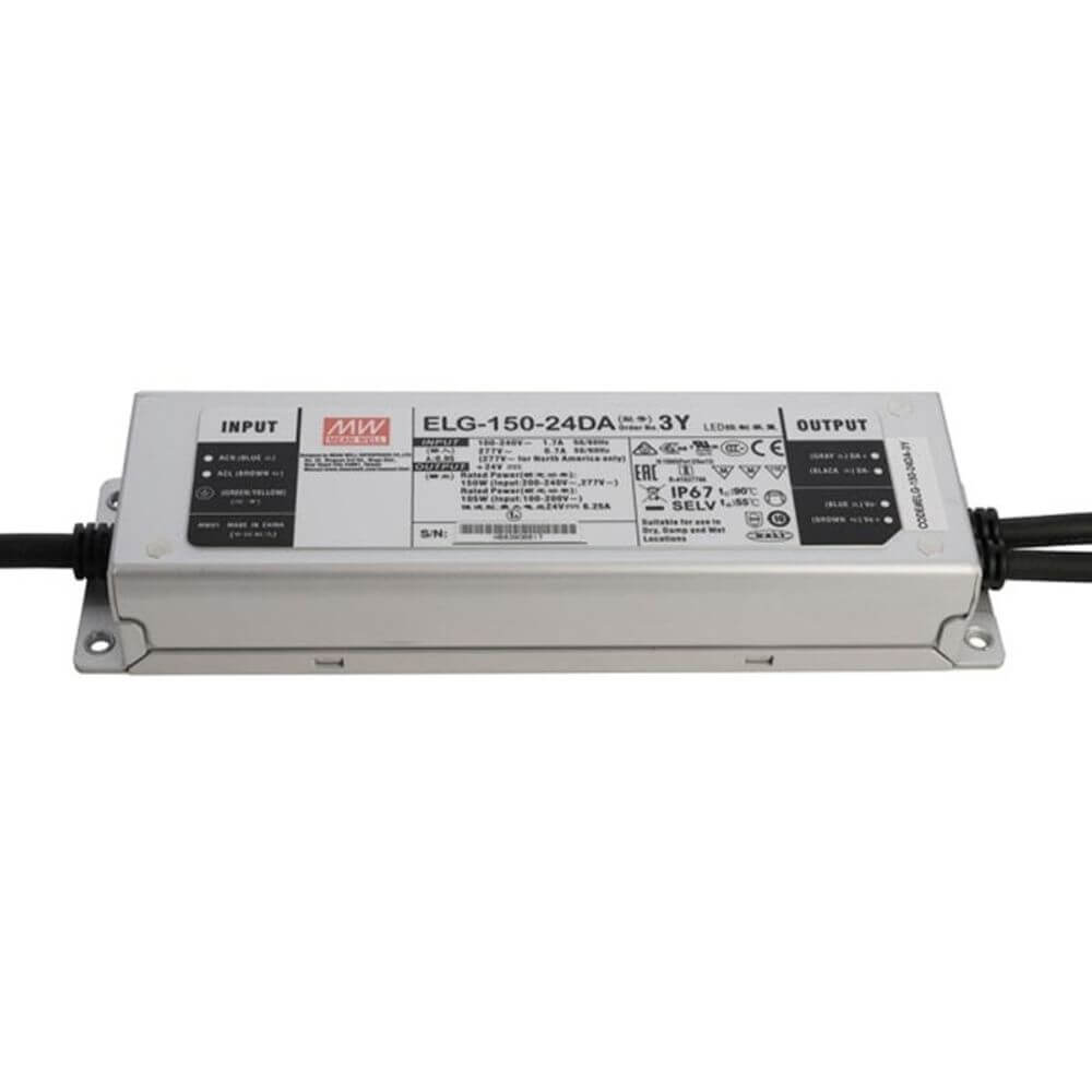 Meanwell Netzteil Zertifiziert DALI Dimmbar 24V IP65, ELG-150-24DA Modell, für LED-Lichtbänder geeignet.