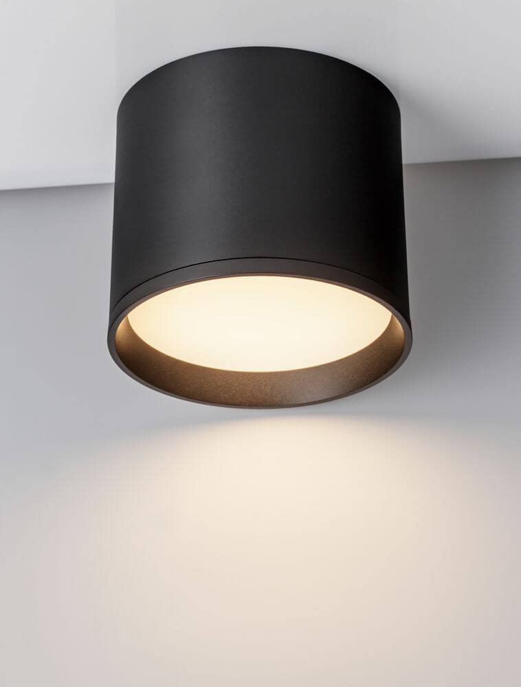 Ziaza LED Deckenleuchte Ø 10cm 3000K in schwarzem Design, stilvoller Wohnraumbeleuchtung.