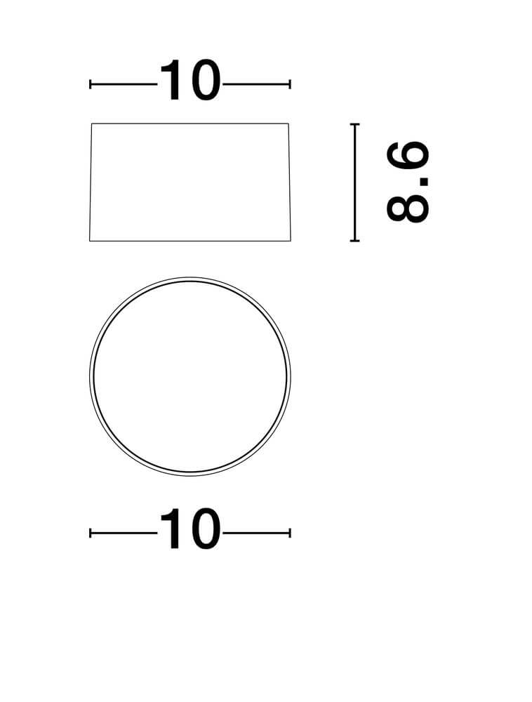 Ziaza LED Deckenleuchte Ø 10cm 3000K Maßzeichnung mit Durchmesser und Breite
