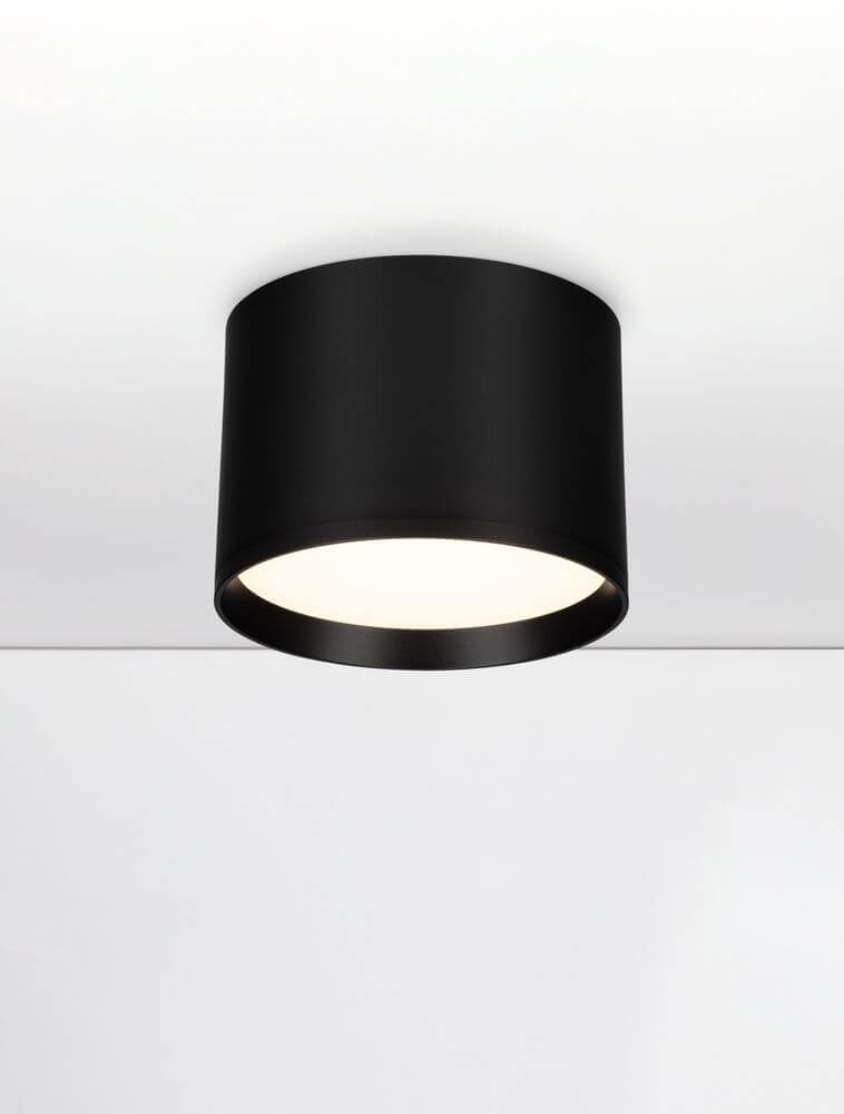 Ziaza LED Deckenleuchte Ø 12cm 3000K in mattschwarz, moderne runde Deckenlampe mit warmweißem Licht