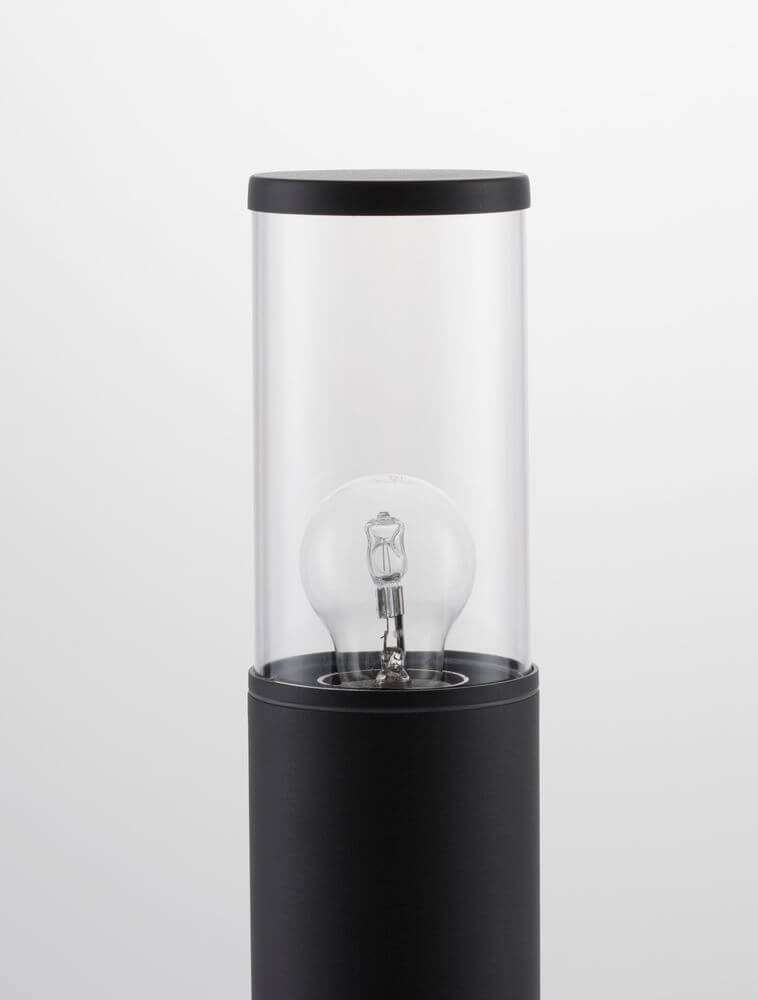 Zosia Außenpollerleuchte Dunkelgrau IP65 mit attraktiver Glaskugel und modernem Aluminiumdesign