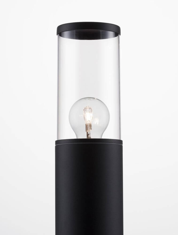 Zosia Außenpollerleuchte Dunkelgrau IP65 mit elegantem Design und transparenter Abdeckung.