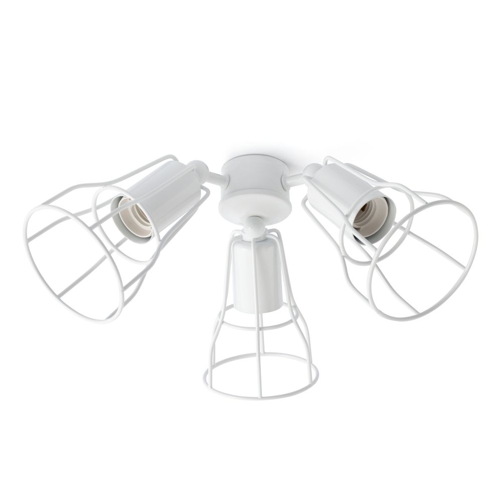 Zubehör-Kit Weiß für Ventilator Yakarta, Licht Kit für weißen Yakarta Deckenventilator mit drei Lampenschirmen.