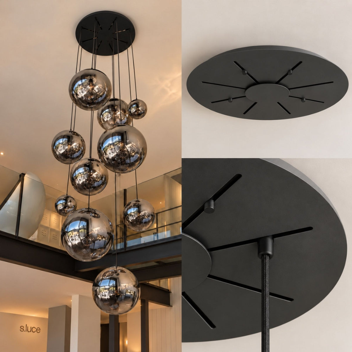 s.luce Baldaquin de luminaires suspendus modulaires multiples