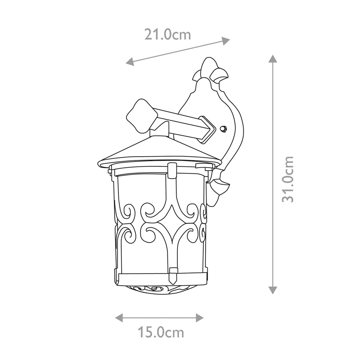 Outdoor wall lantern Hereford 1-light Black 15x31cm (5)