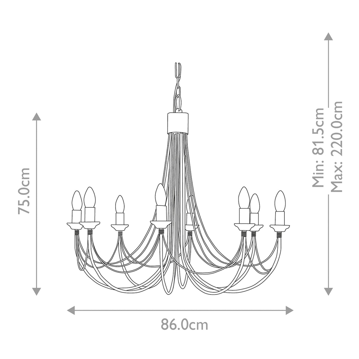 Carisbrooke chandelier 8-light Black Ø 86cm (6)