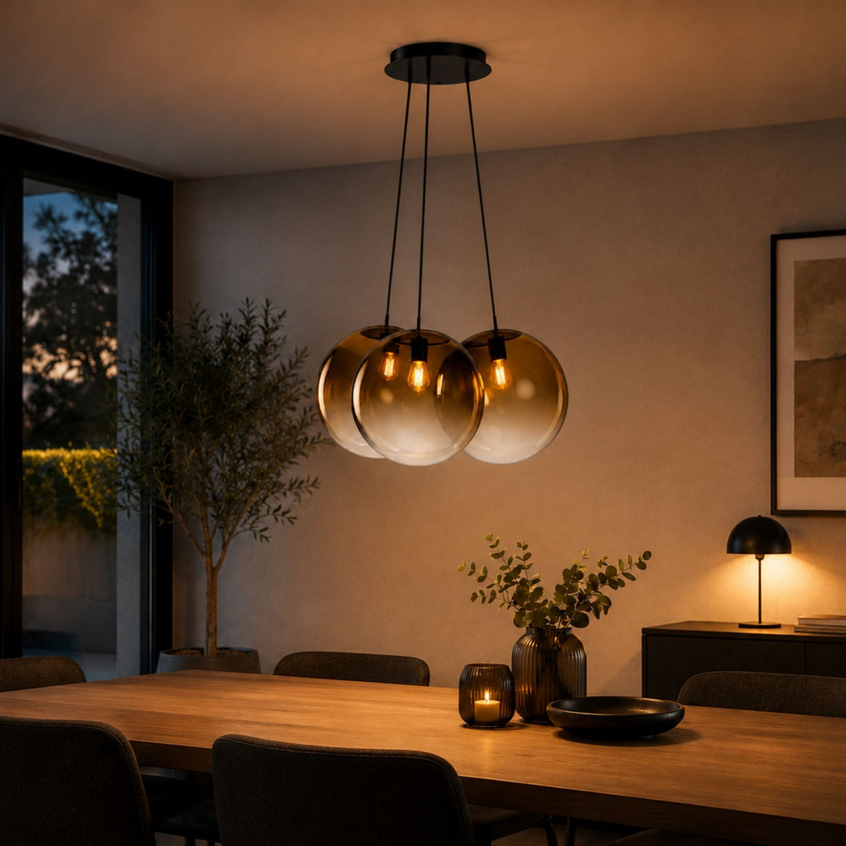 s.luce Orb Cluster Glas-Pendelleuchte 3-flammig 3x30cm