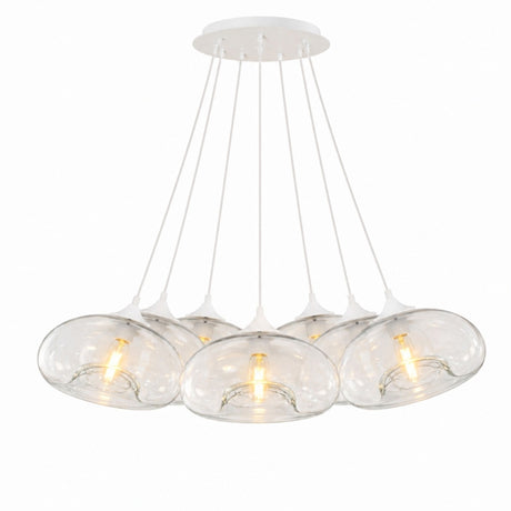 s.luce Cruet Cluster Glas-Pendelleuchte 7-flammig 7x28cm
