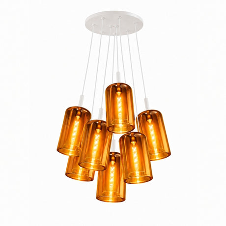 s.luce Cruet Cluster Glas-Pendelleuchte 7-flammig 7x17cm