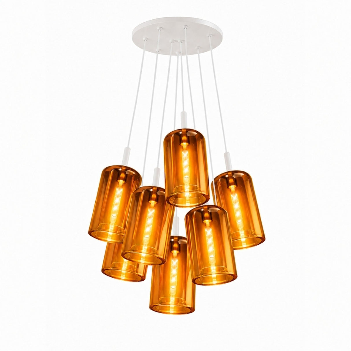 s.luce Cruet Glas-pendellampe cluster med 7 lyskilder 7x17cm