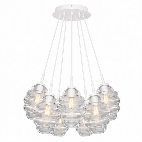 s.luce Echos Glas-pendellampe, klynge, 7 lyskilder, 3x18 cm