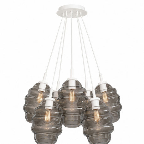 s.luce Echos Cluster Glas-Pendelleuchte 7-flammig 7x25cm