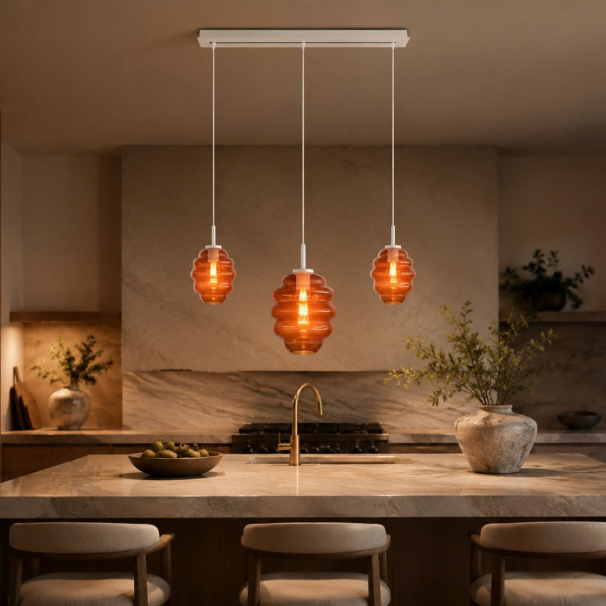 s.luce Lampada da tavolo Echos a 3 luci 120cm Ø 18/25cm