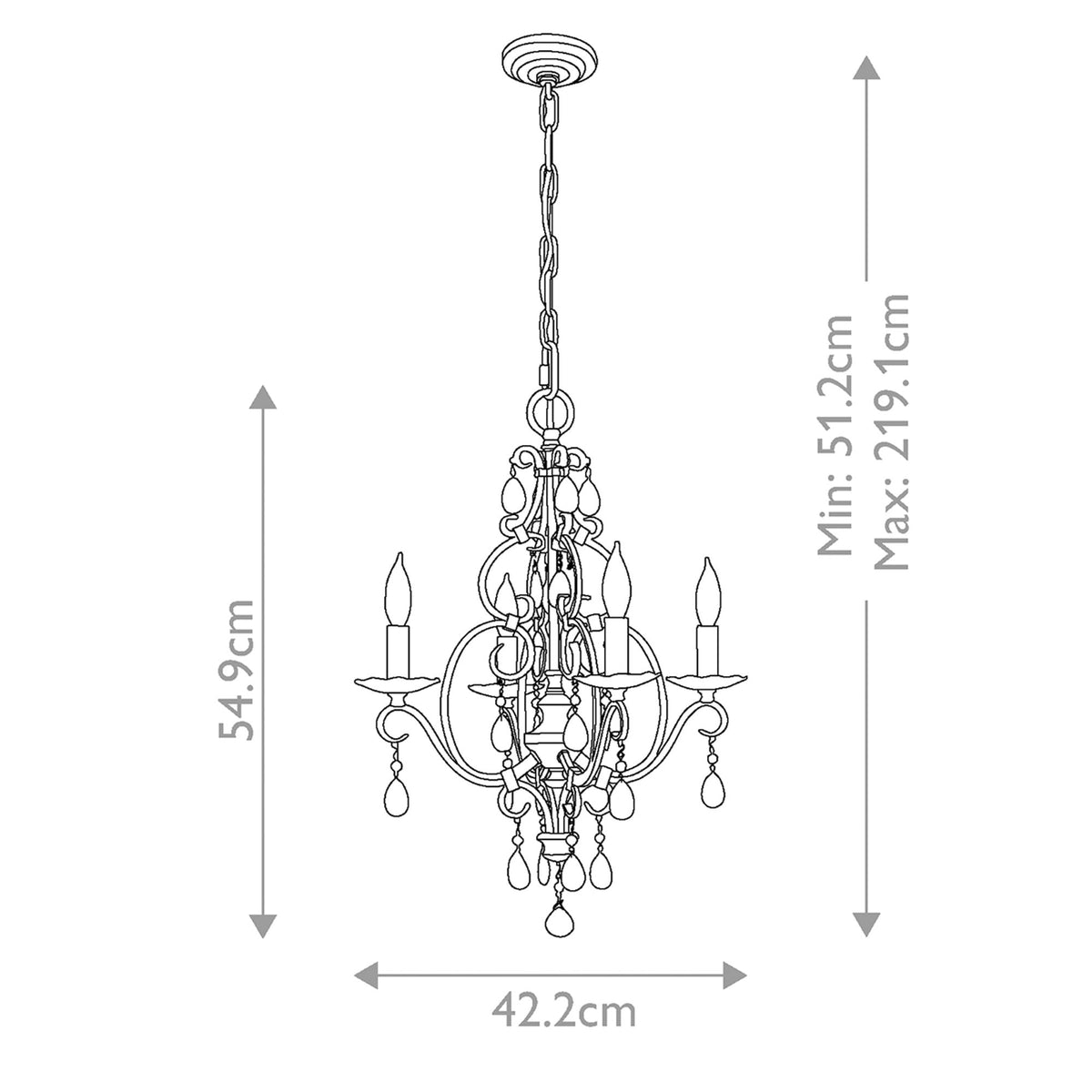 Lampadario Chateau a 4 luci Bronzo Ø 42 cm (11)