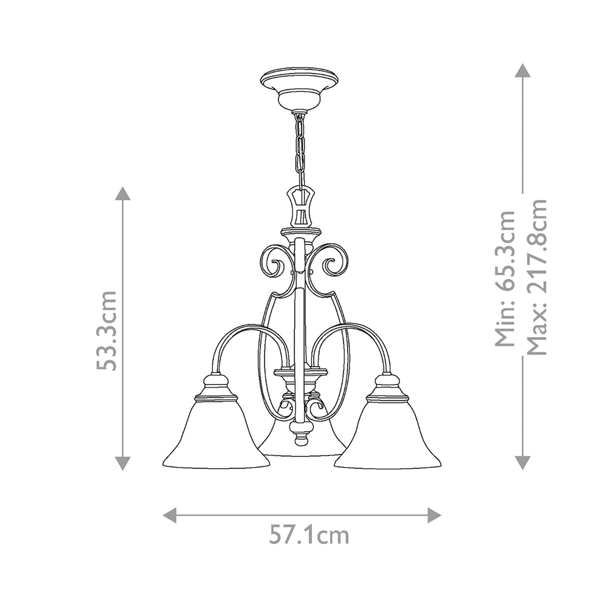 Kronleuchter Cello 3-flammig Antikbronze Ø 57cm (5)