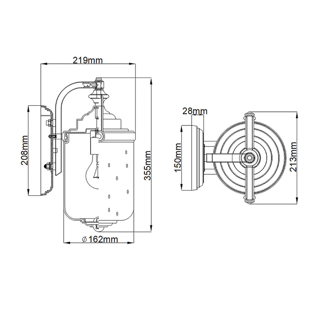 Lanterna de parede exterior Willoughby 1 luz IP44 Bronze (6)