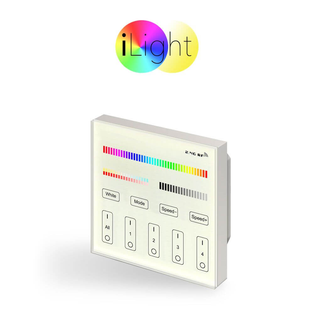 Einbau-Touch Panel für iLight RGB + CCT, Steuerung von Lichtfarben und Helligkeit.