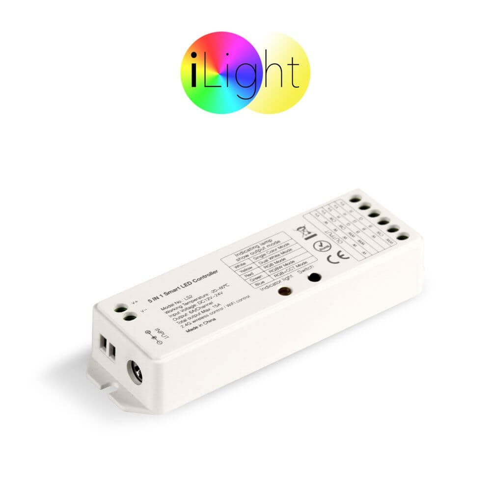 Funk-Controller 5 in 1 für LED-Strips, kompatibel mit Single Color, RGB und CCT, iLight Logo