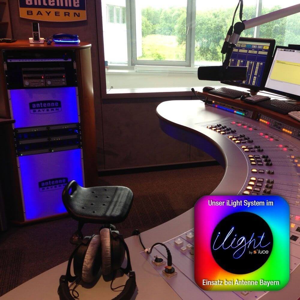 iLight System von s.LUCE im Antenne Bayern Studio mit moderner Lichtsteuerung und Ausstattung.