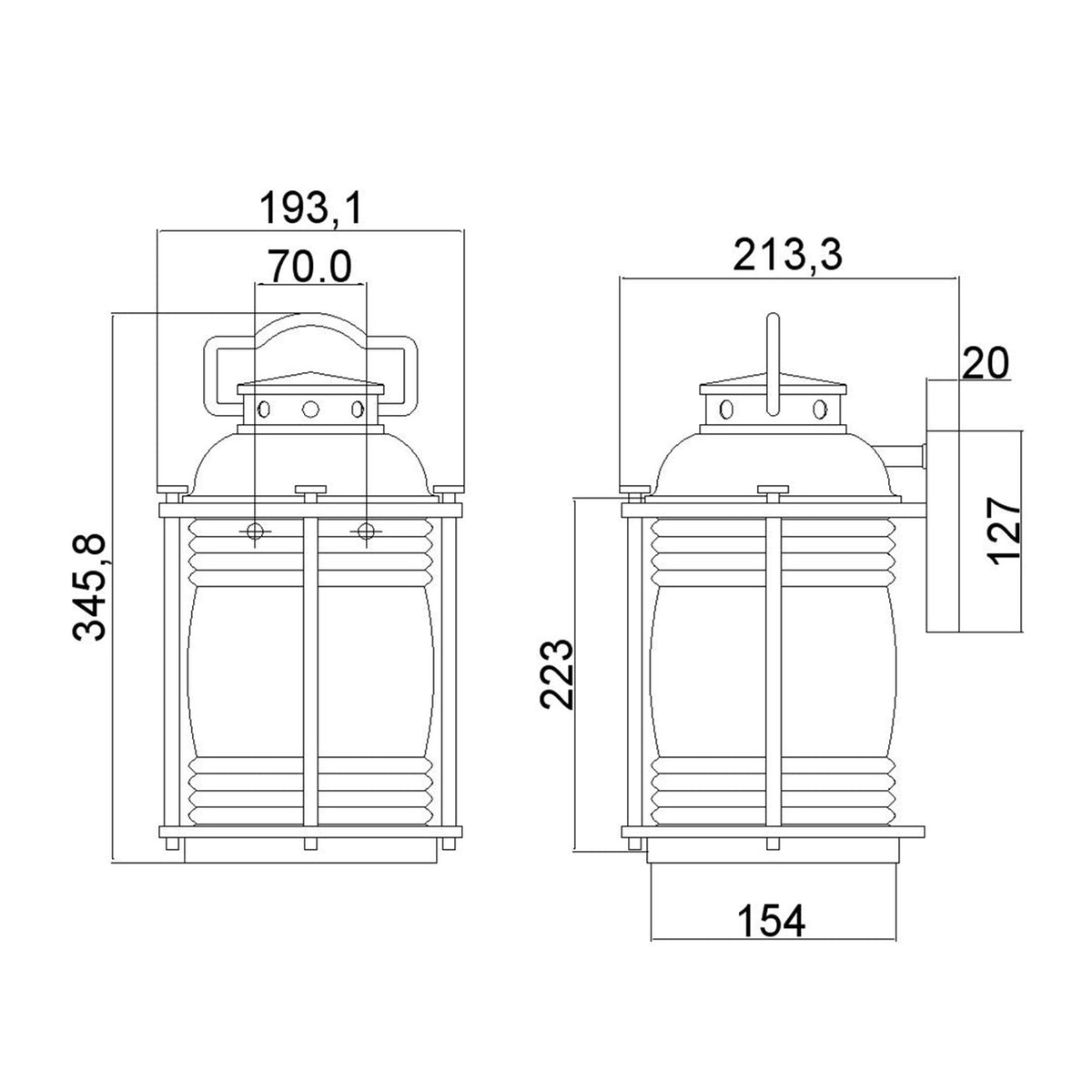 Lanterna de parede exterior Ashland Bay 1-luz IP44 (8)