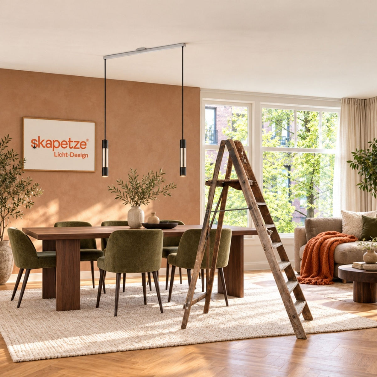 Swing 2 suspension system 110cm Twin for two pendant lights
