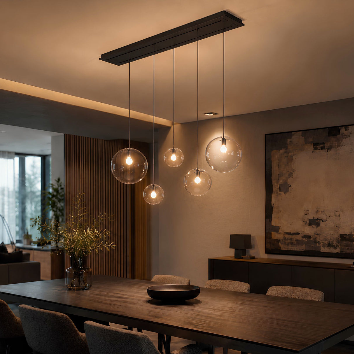 s.luce Orb Glaskugel Hängelampe 150cm Aufhängung Schwarz