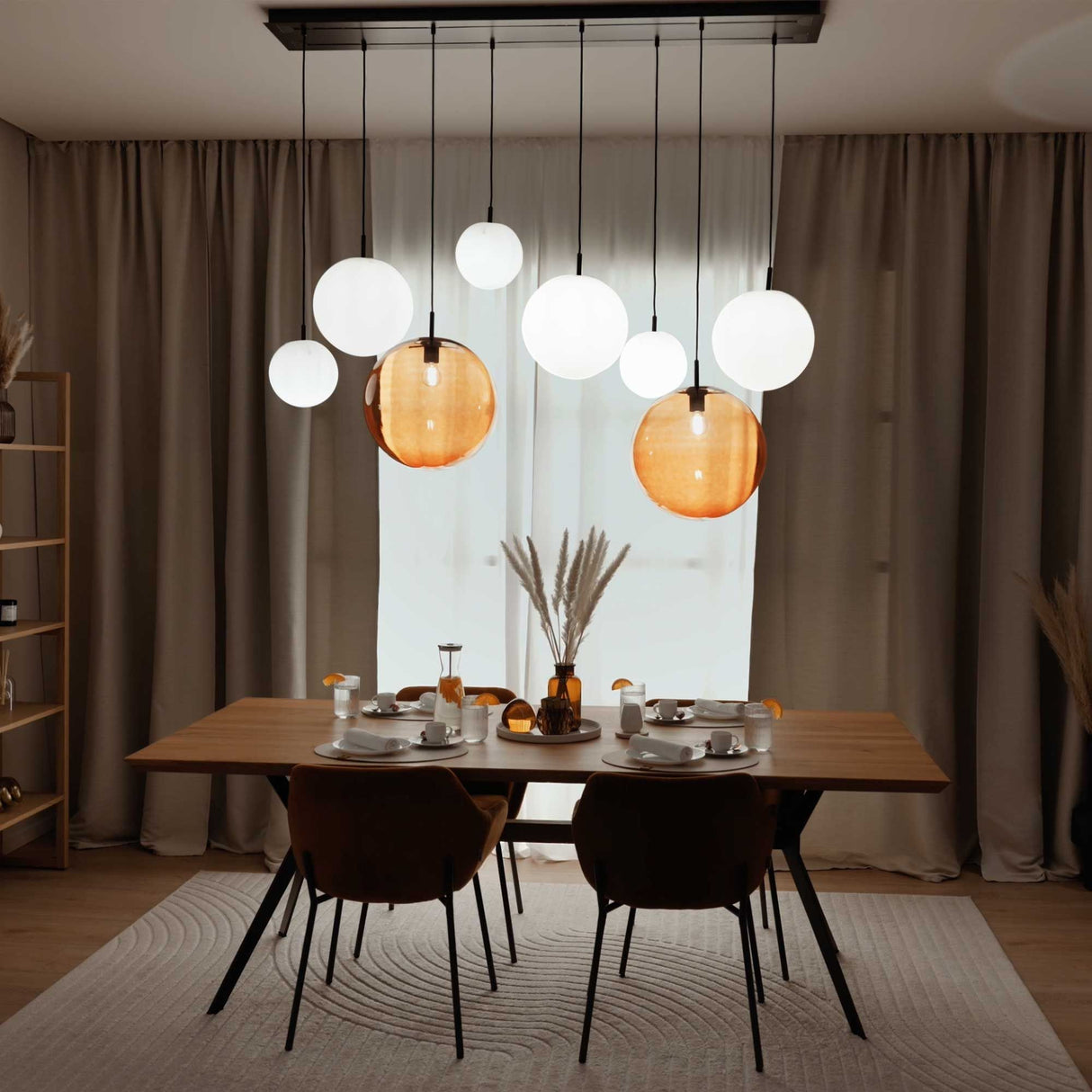 s.luce Orb dining table lamp 8-light 160cm 2-row